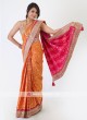 Orange And Rani Silk Saree